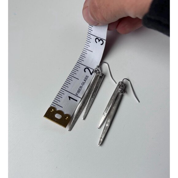 Handmade Fork Tine Earrings: Antique Silverware Jewelry layered spike - Picture 4 of 4